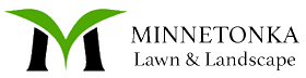 A green banner with the words minnesota lawn and garden.